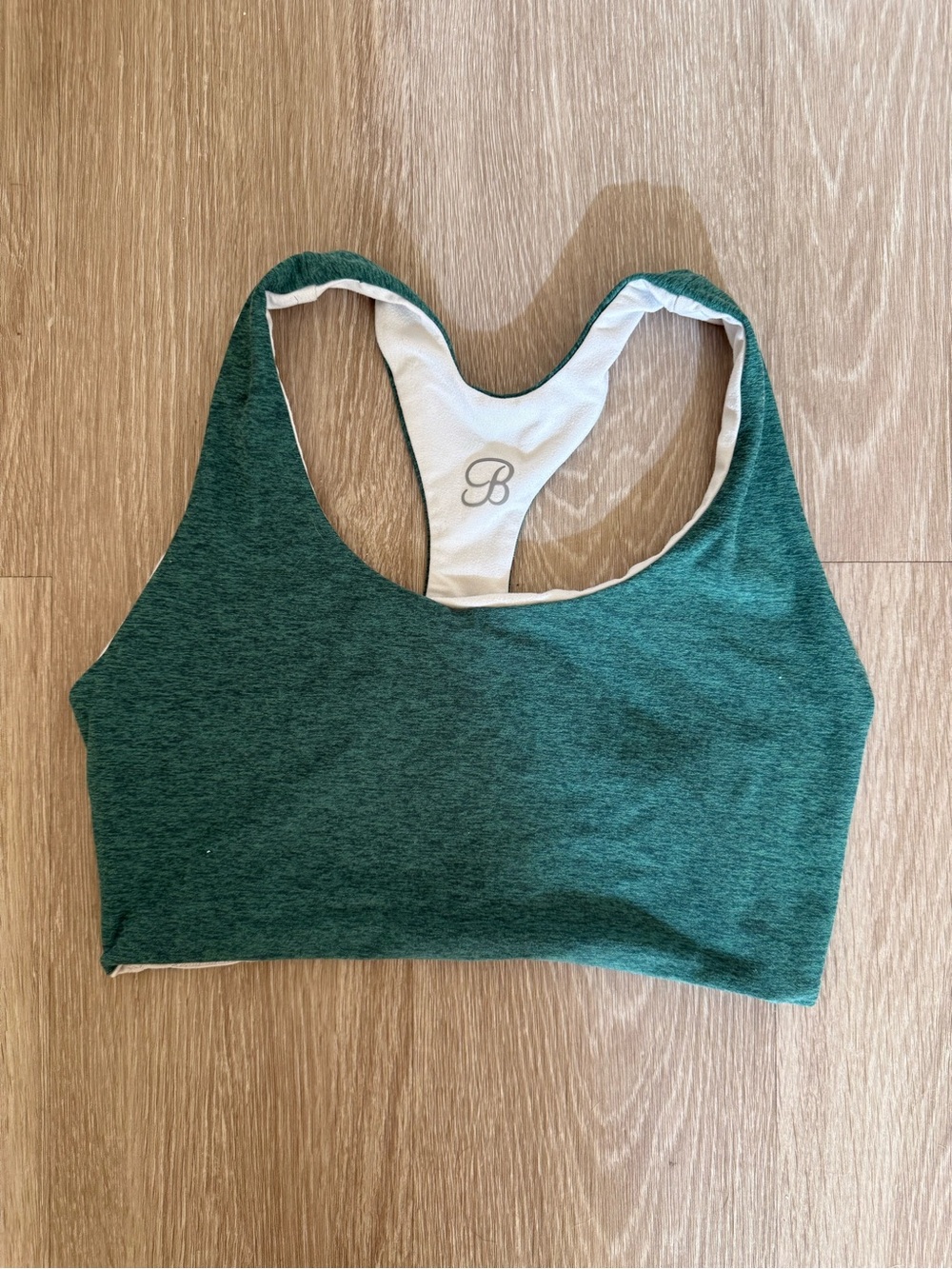 Bombshell Sportswear Reversible Tank Bra in Green and White